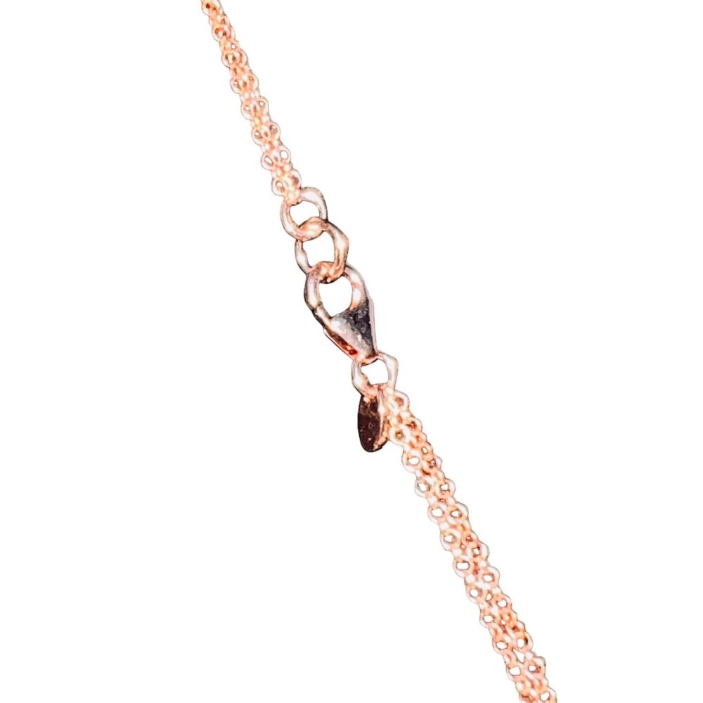 Bronzo Italia Rose Gold Tone Necklace With Black Druzy Teardrop Pendant (6292) - Picture 6 of 8